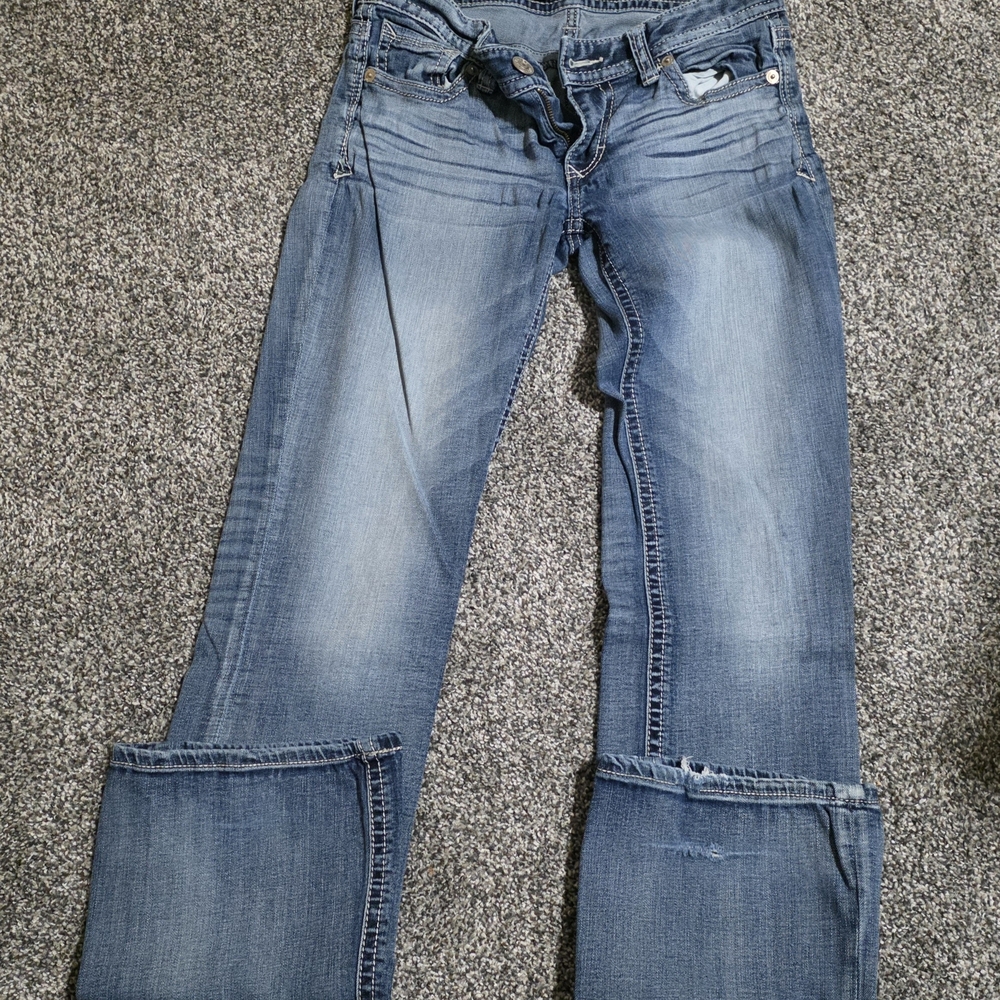 Express Women's Straight Leg Blue Jeans